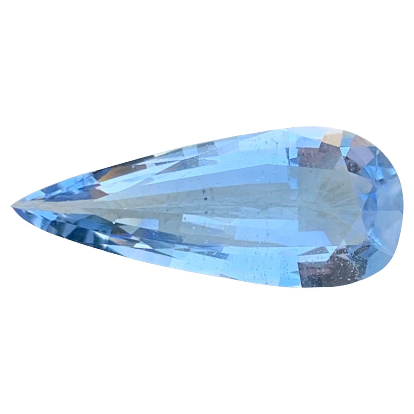 7.95 Carat Gorgeous Loose Aquamarine Goshenite Long Pear Shape Gem