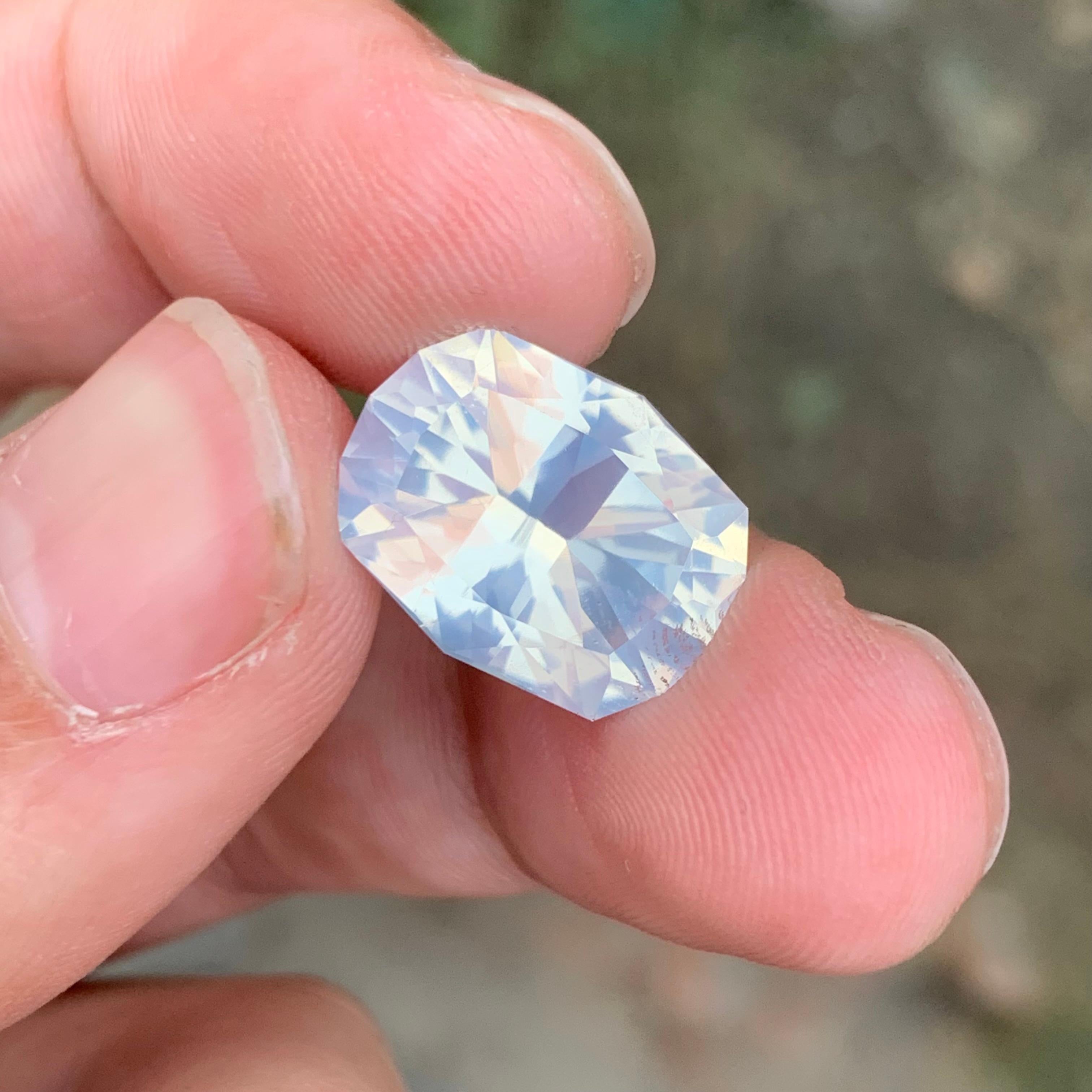 Women's or Men's 7.95 Carat Natural Loose Moonstone Emerald Cut Gemstone For Sale