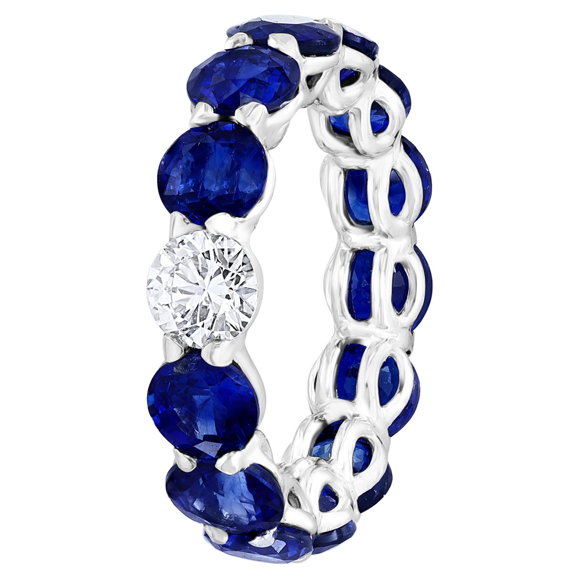 Anillo Eternidad Zafiro y Diamante Redondo 7,95 Quilates en venta