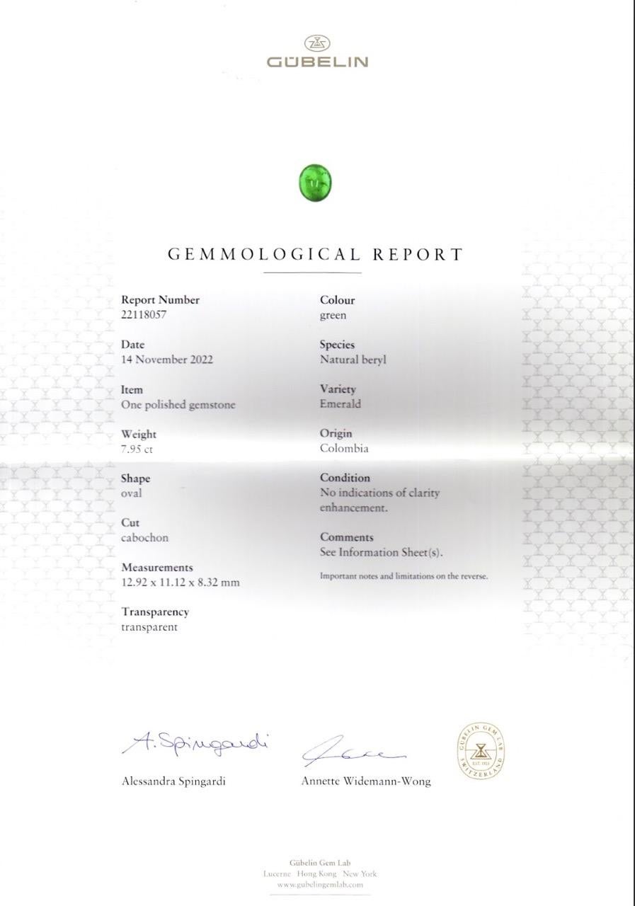 7,95 Karat Oval Cabochon Gublin Zertifiziert Kein Öl im Angebot 1