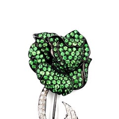 7.95 ct Tsavorite & Diamond Rose Pin