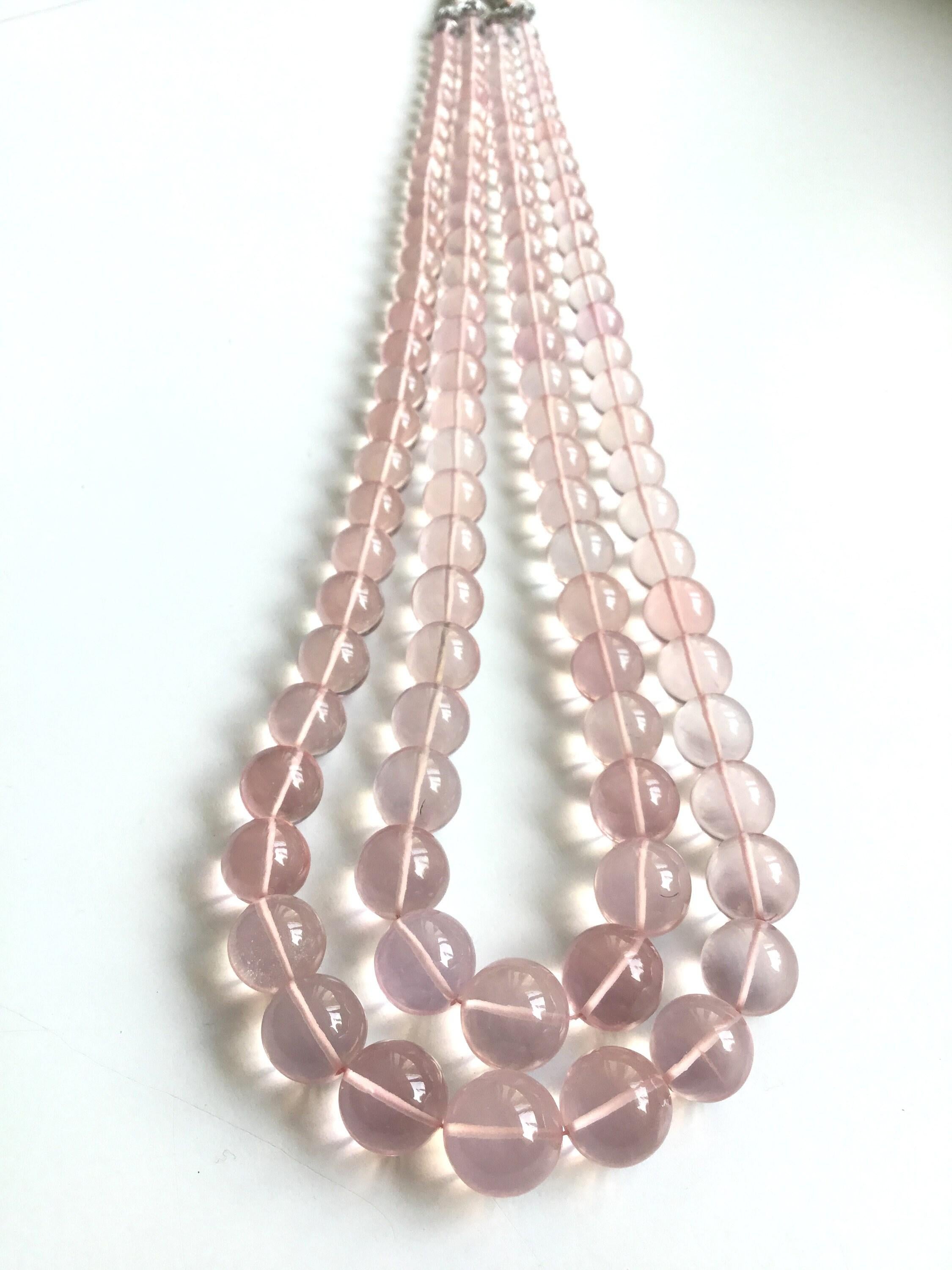 795.20 Carats Rose Quartz Smooth Balls 2 Strands Natural Gemstone Necklace For Sale 2