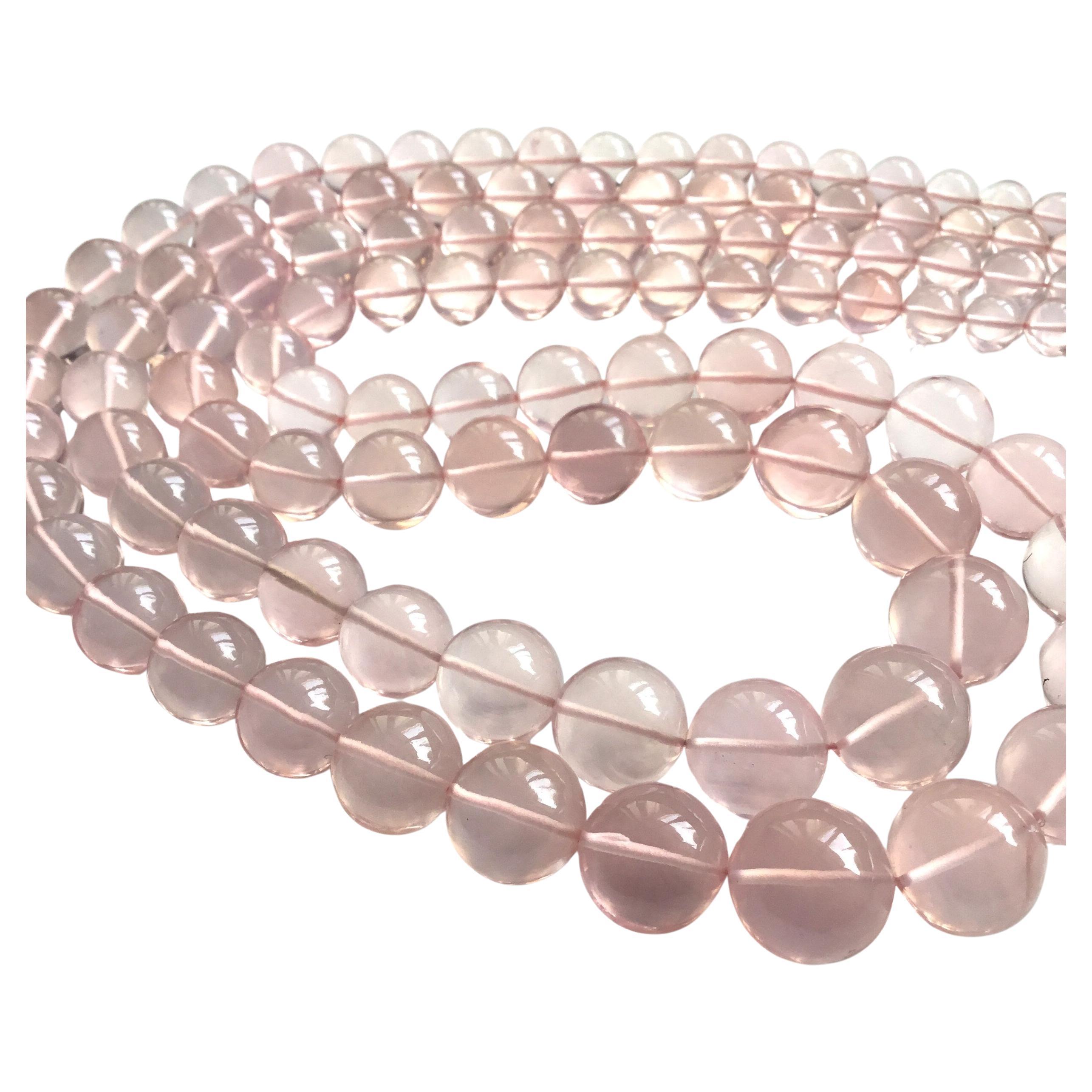 795.20 Carats Rose Quartz Smooth Balls 2 Strands Natural Gemstone Necklace For Sale