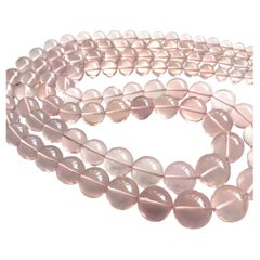 795,20 Quilates Cuarzo Rosa Bolas Lisas 2 Filamentos Collar de Piedras Preciosas Naturales