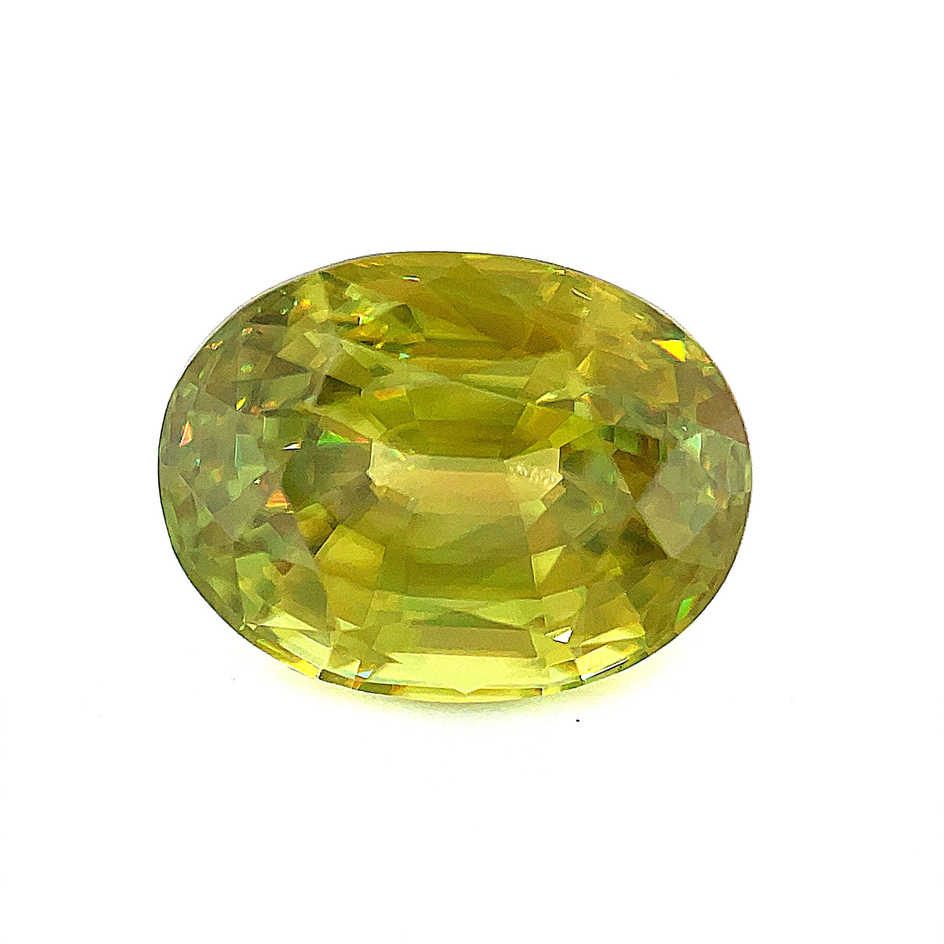 7,95ct Oval Sphene von Sarosi, seltener Sammler Edelstein, Chartreuse im Angebot