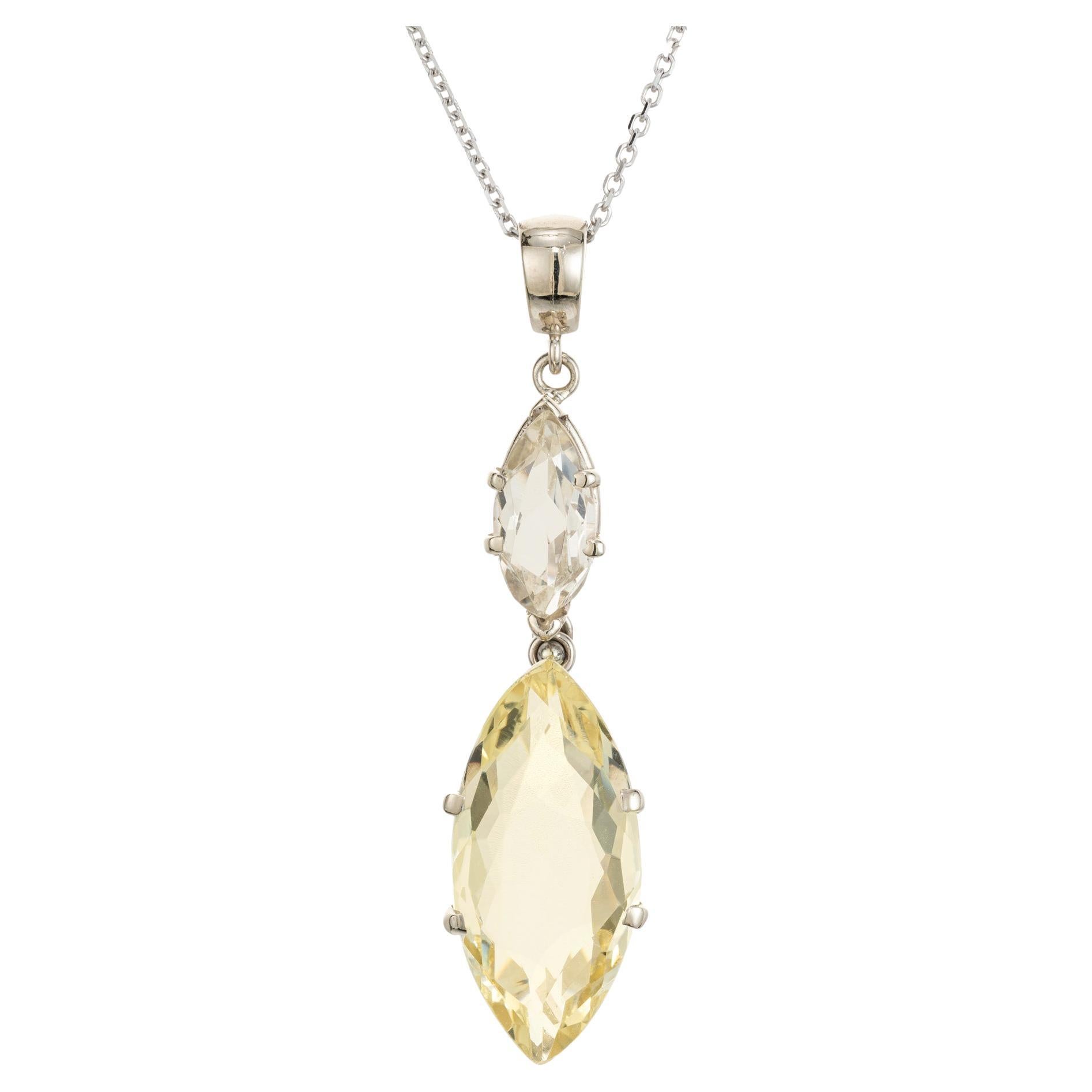 7.96 Carat Marquise Heliodor Beryl Gold Pendant Necklace For Sale
