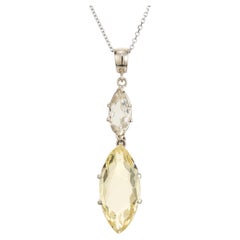 Collier pendentif en or avec béryl héliodore marquise de 7,96 carats