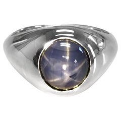 Retro 7.96 Carats Natural Burma Blue Star Sapphire set in 14 KWG Men's Ring