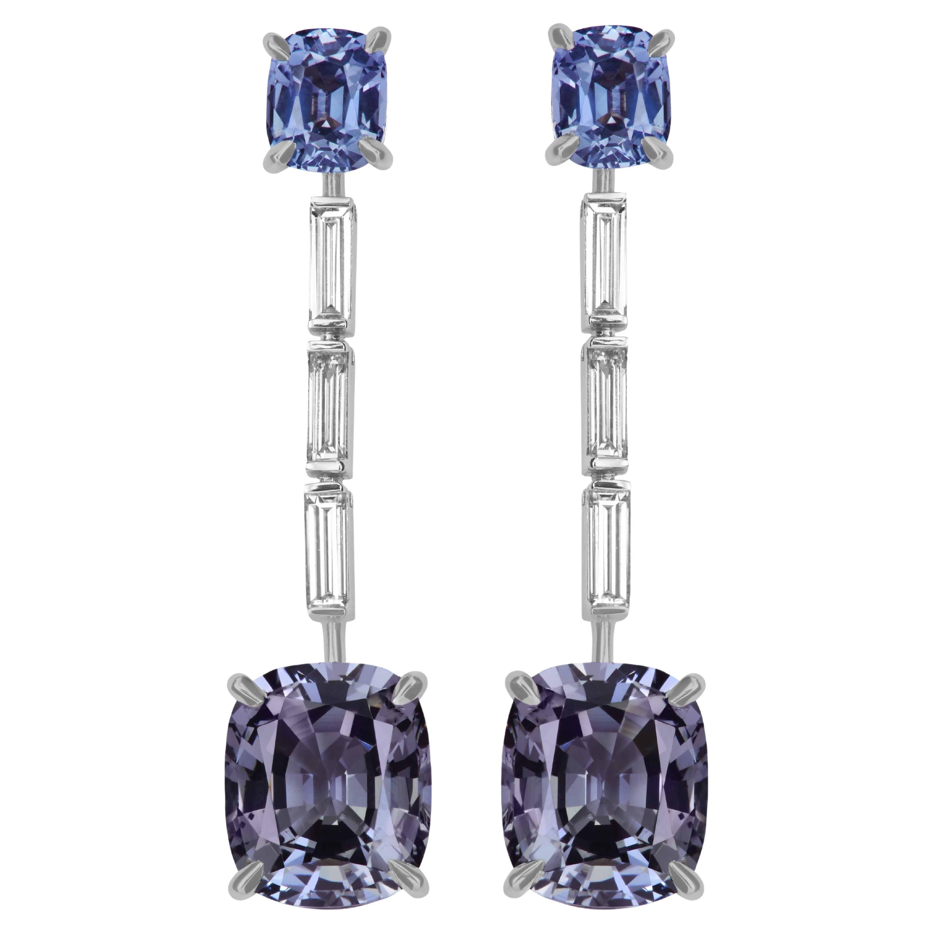 7.94 Ct. Burmese Spinel Drop Earrings, 18K White Gold