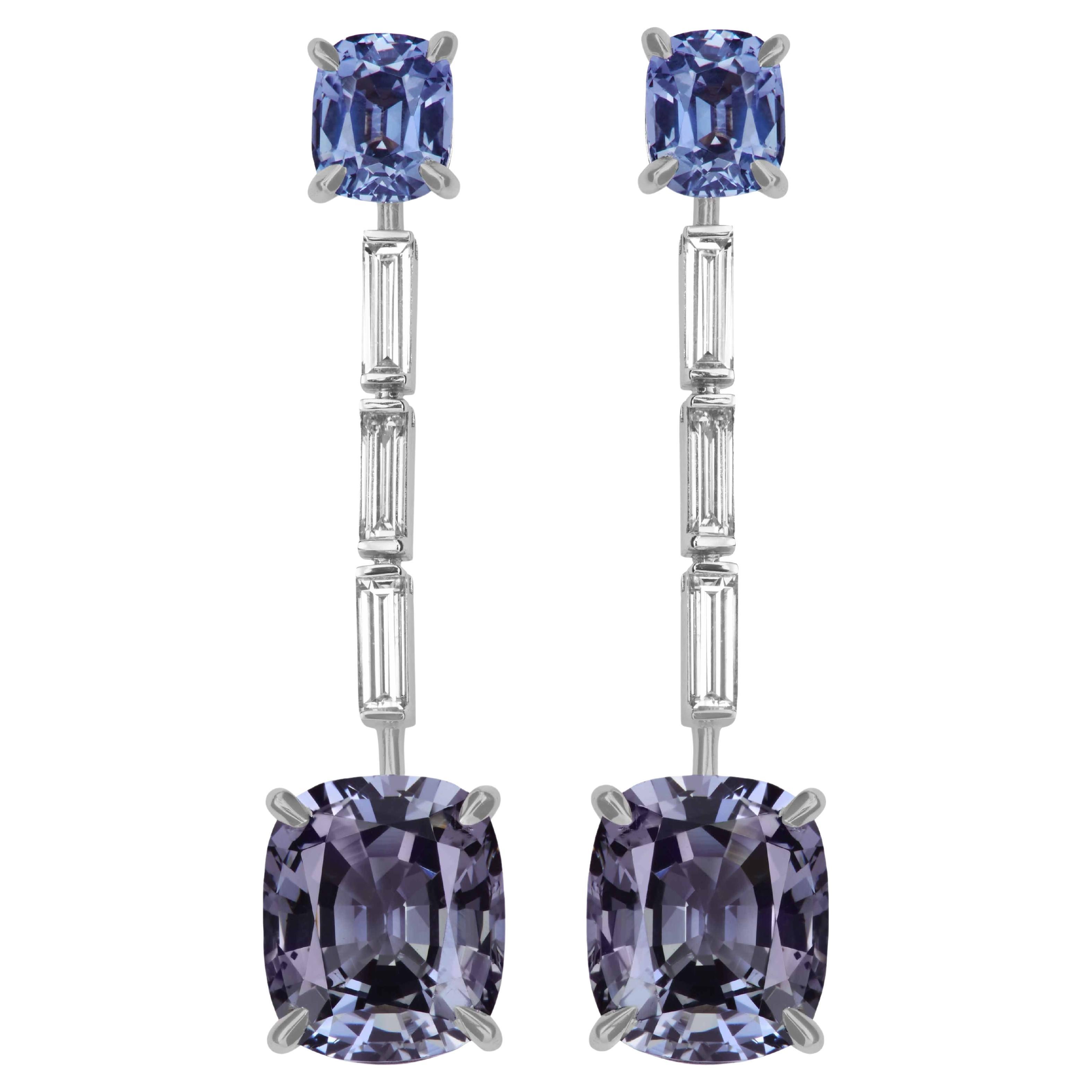 7.94 Ct. Burmese Spinel Drop Earrings, 18K White Gold