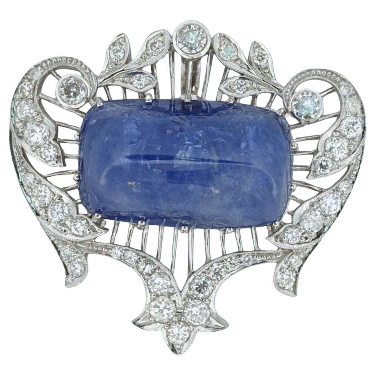 79.63 Carat Sapphire Pendant (N-H) in 18K White Gold (GRS Certified) For Sale