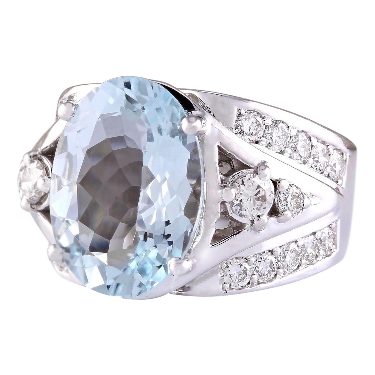 Discover elegance and grace with our stunning 7.97 Carat Aquamarine Ring, set in radiant 14K White Gold. This exquisite piece showcases a captivating aquamarine stone weighing 5.77 carats, measuring 14.00x10.00 mm, exuding a mesmerizing hue