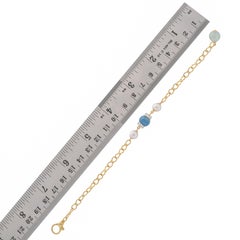 7.97 Carat Aquamarine Diamond Freshwater Pearl 18 Karat Yellow Gold Bracelet