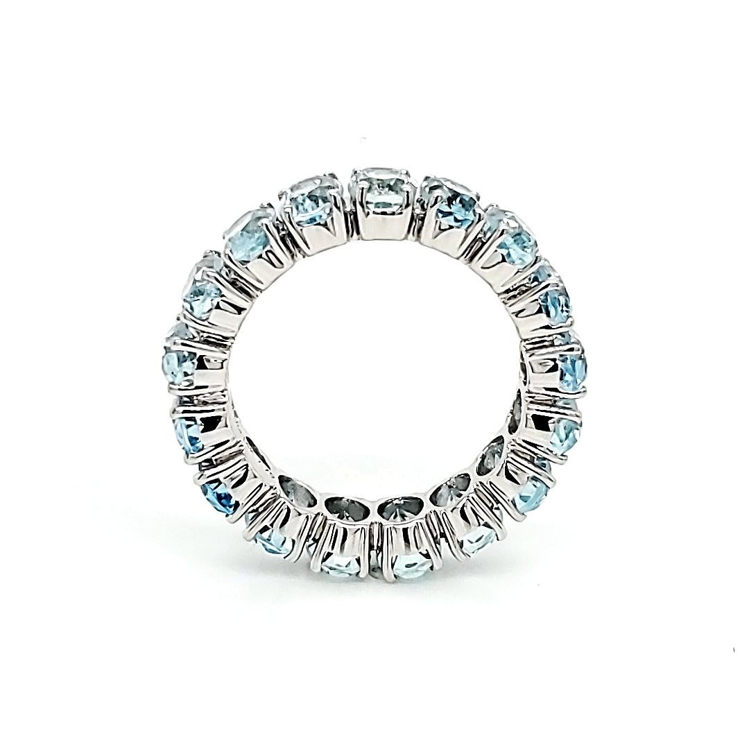 Antique Cushion Cut 7.97 Carats Aquamarine White Gold Ring For Sale