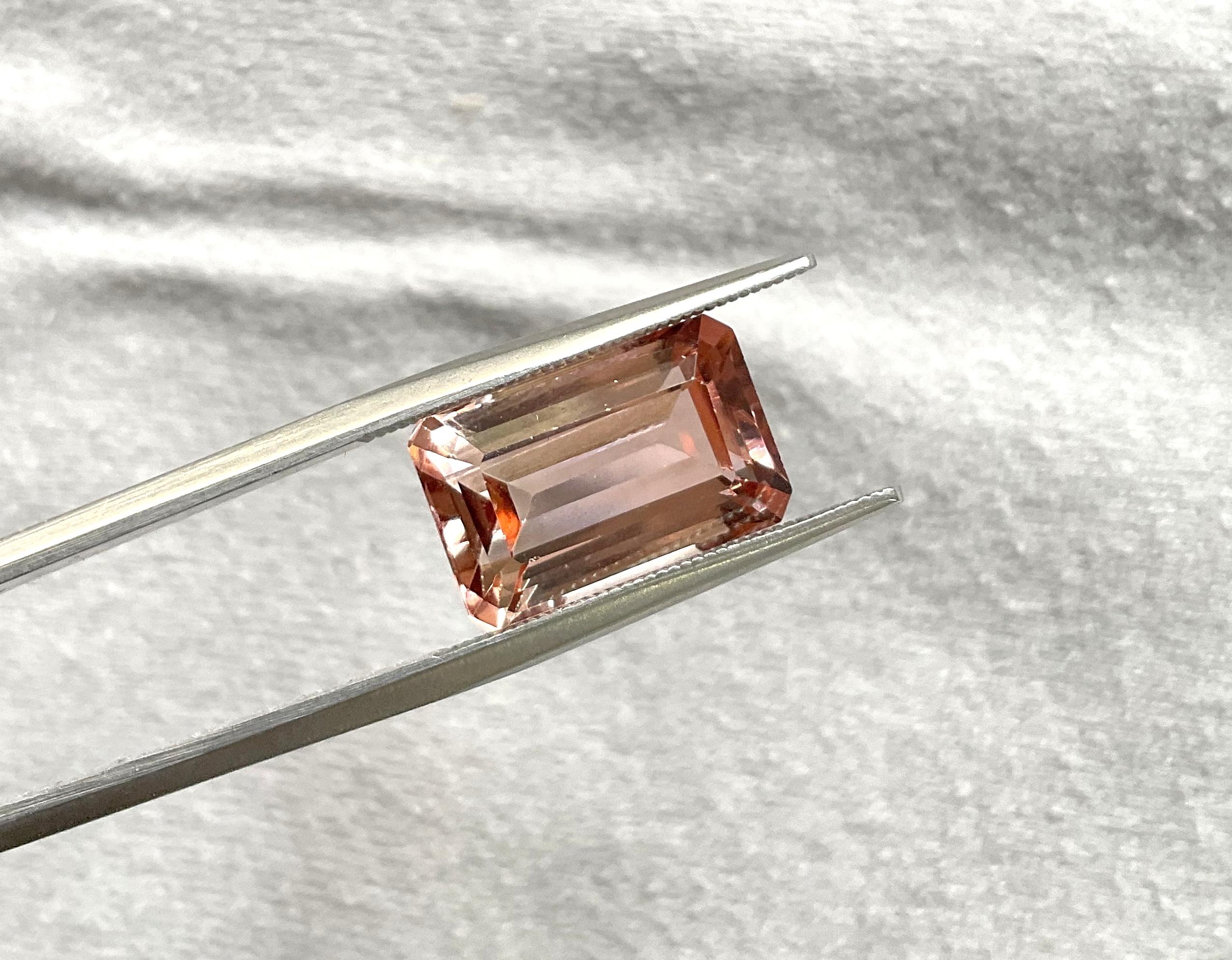 7.98 Carats Peach Tourmaline Octagon Faceted Top Quality Cut stone Natural Gem In New Condition For Sale In Jaipur, RJ