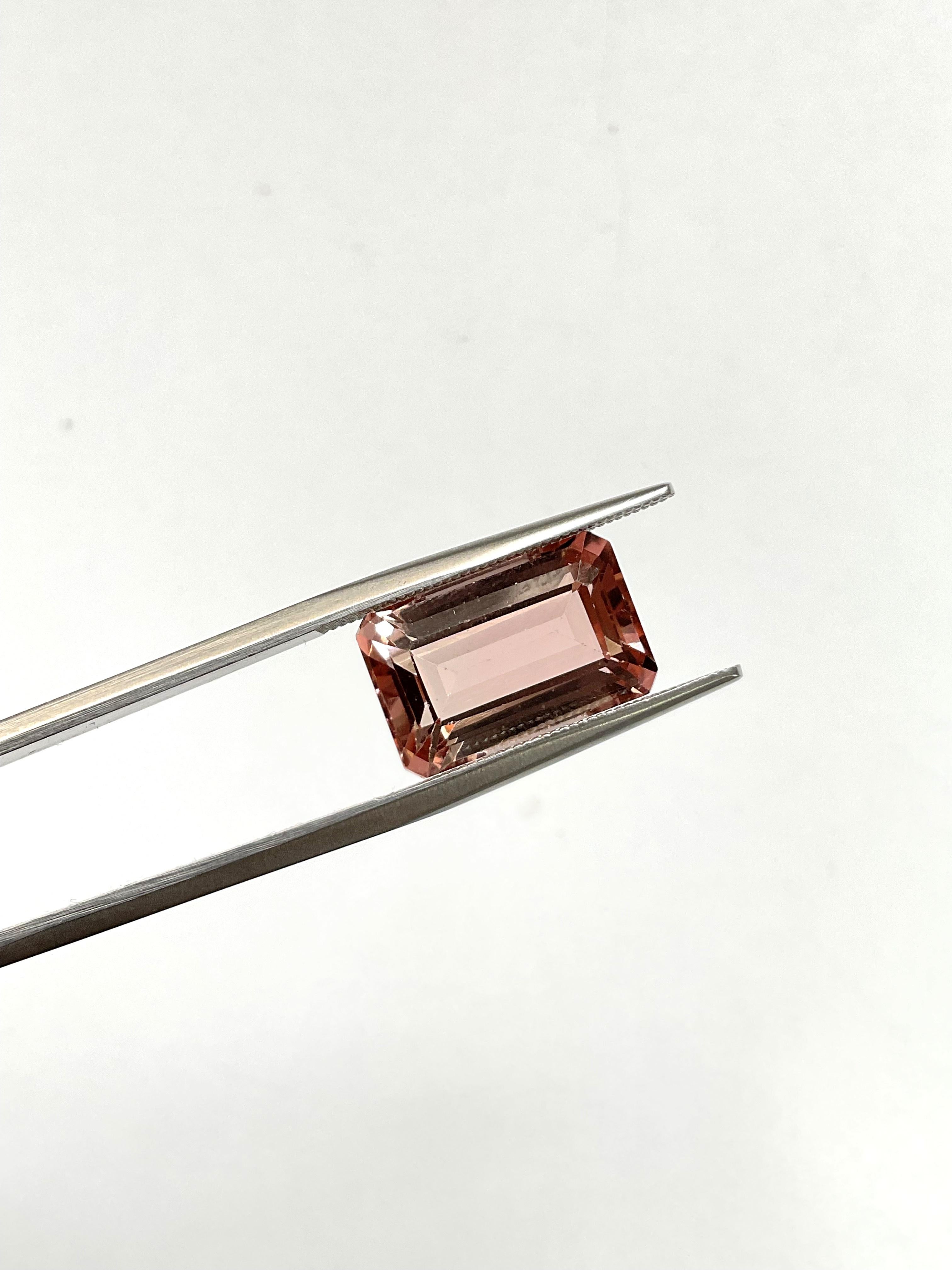7.98 Carats Peach Tourmaline Octagon Faceted Top Quality Cut stone Natural Gem For Sale 1