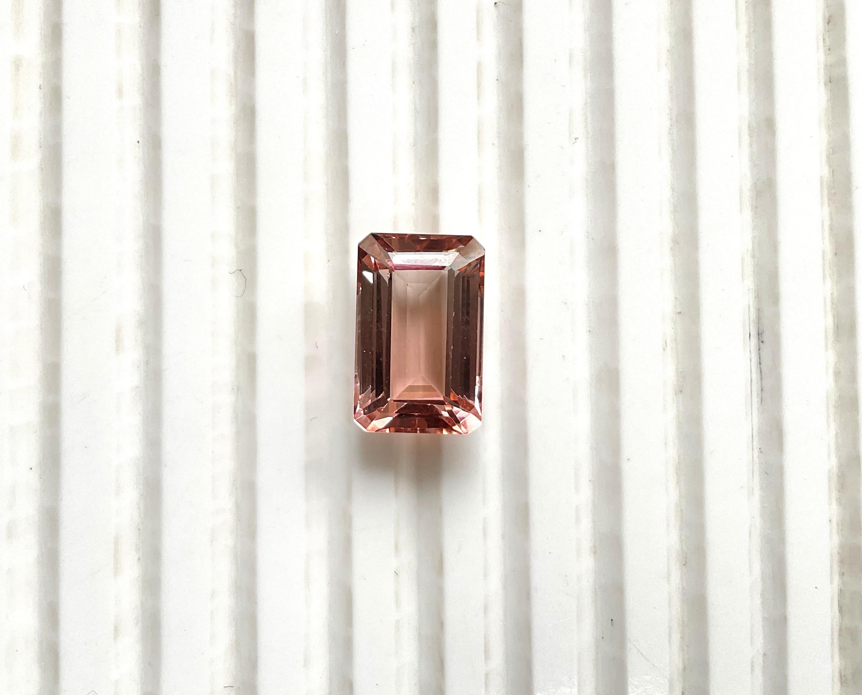 7.98 Carats Peach Tourmaline Octagon Faceted Top Quality Cut stone Natural Gem For Sale 2