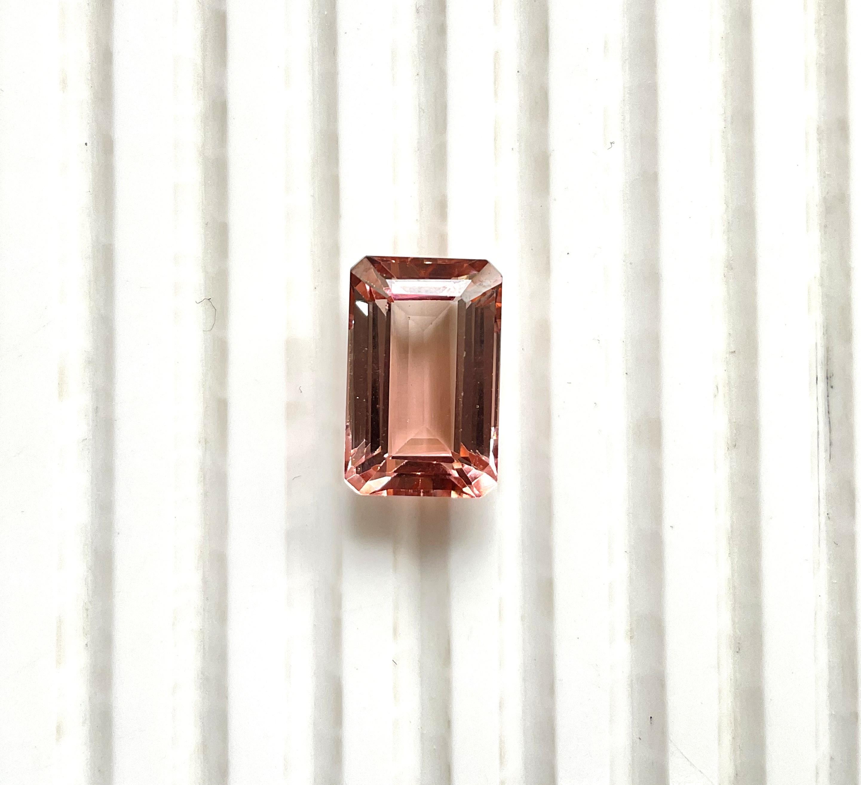 7.98 Carats Peach Tourmaline Octagon Faceted Top Quality Cut stone Natural Gem For Sale 3