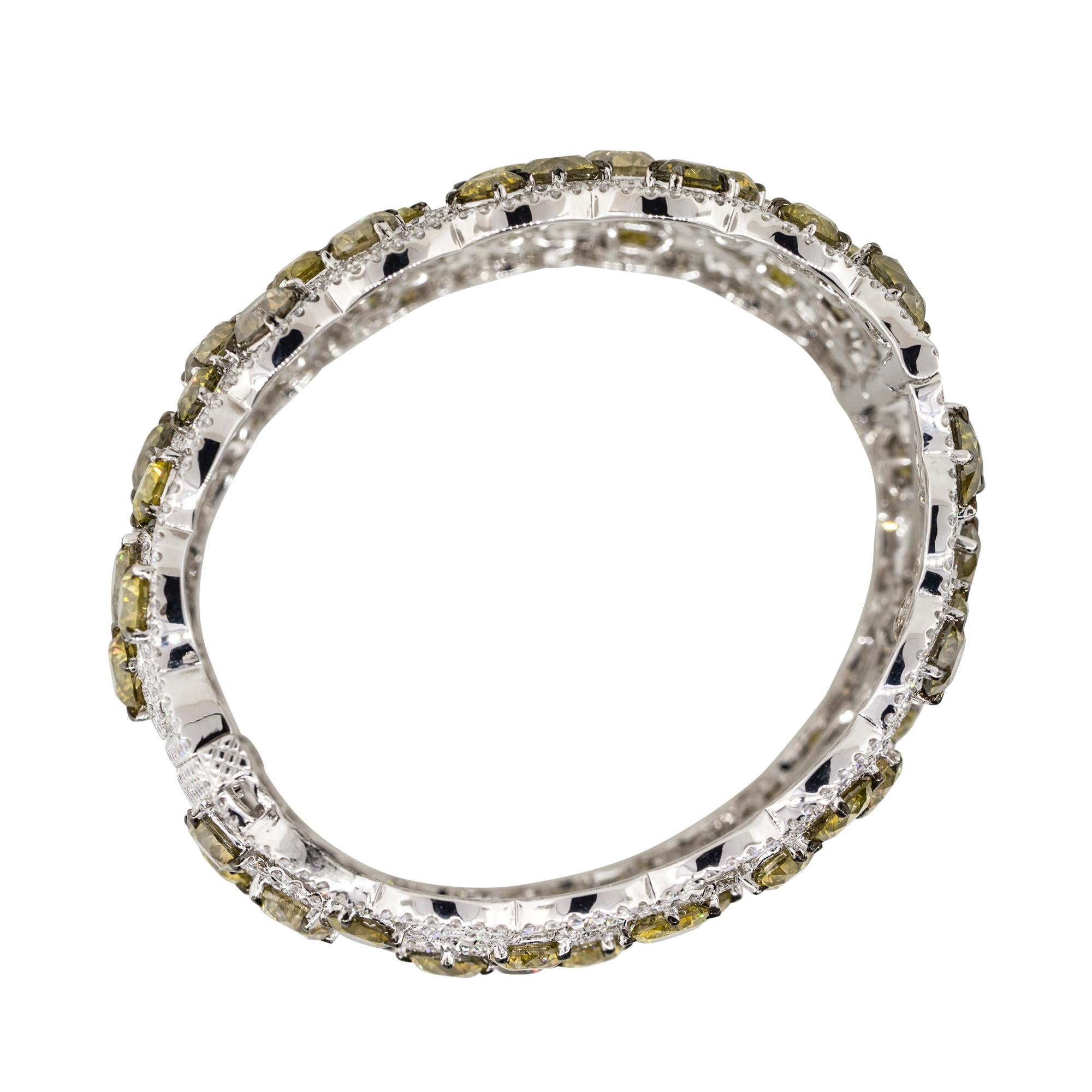 79.83 Carat Multi Diamond Open Work Floral Bangle 18 Karat in Stock 1