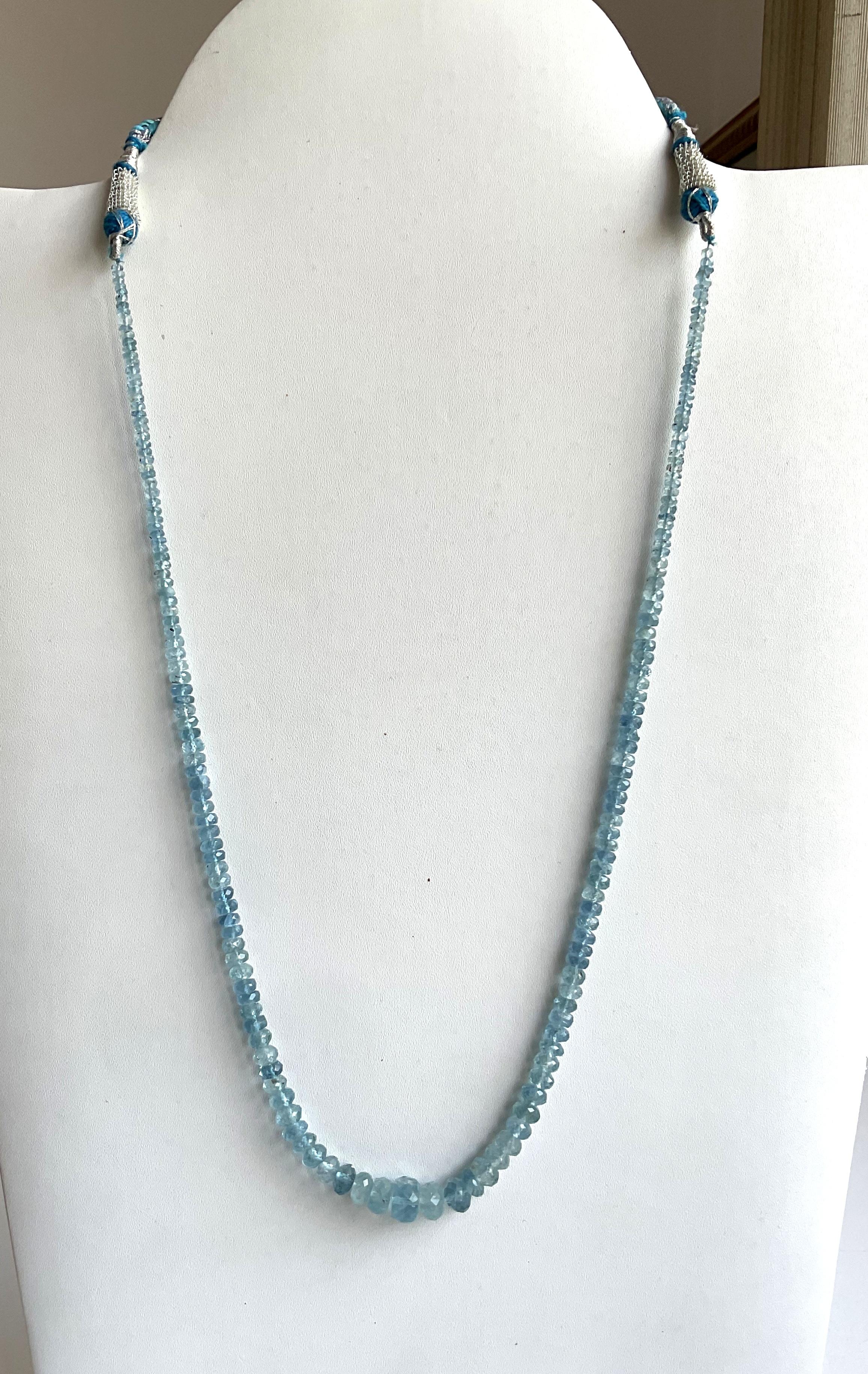 79,85 Karat Aquamarin Perlenkette 1 Strang Facettierte Perlen gute Qualität Edelstein im Zustand „Neu“ im Angebot in Jaipur, RJ