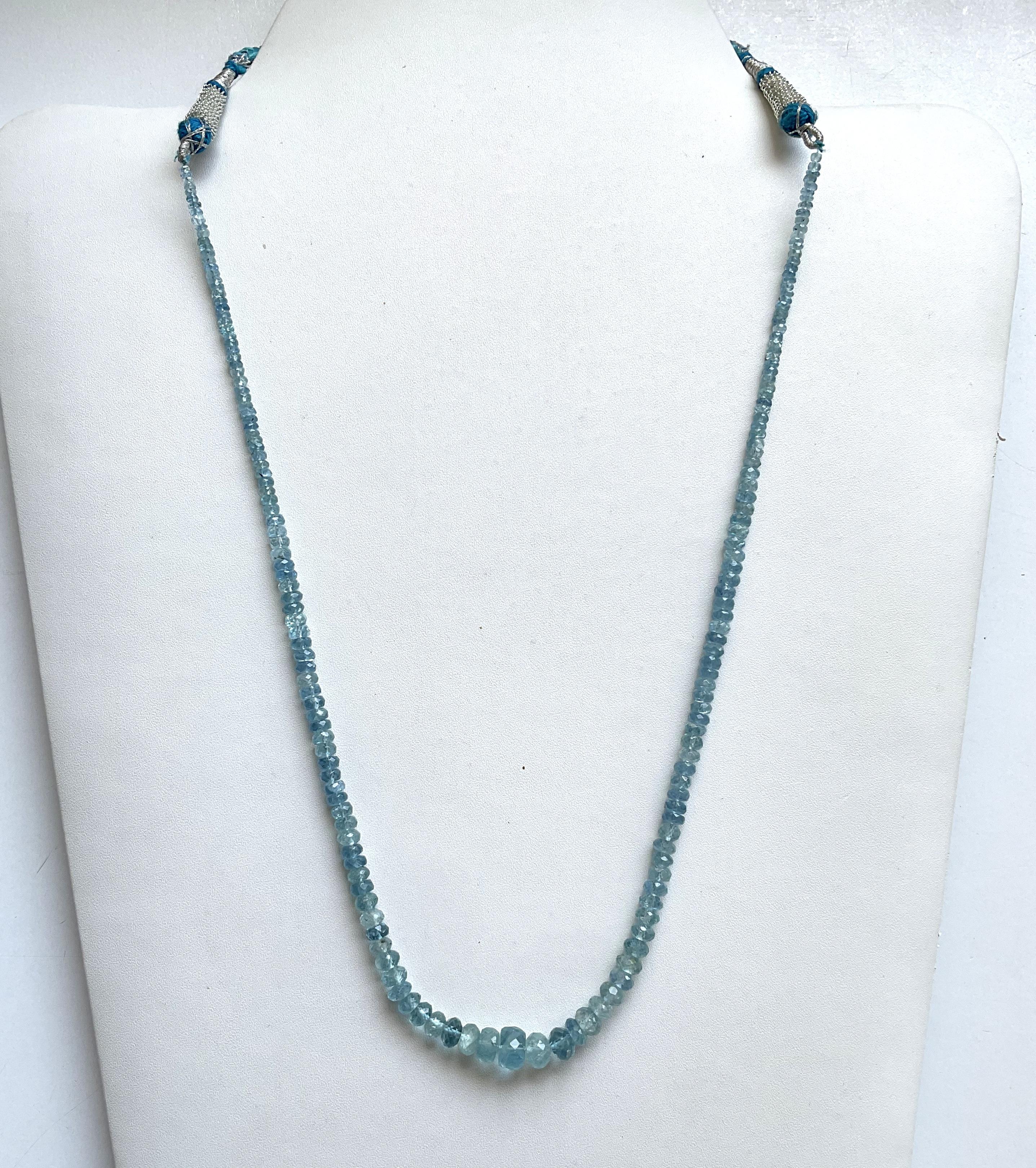 Women's or Men's 79.85 carats Aquamarine Beaded Necklace 1 Strand Faceted Beads good Quality Gem For Sale