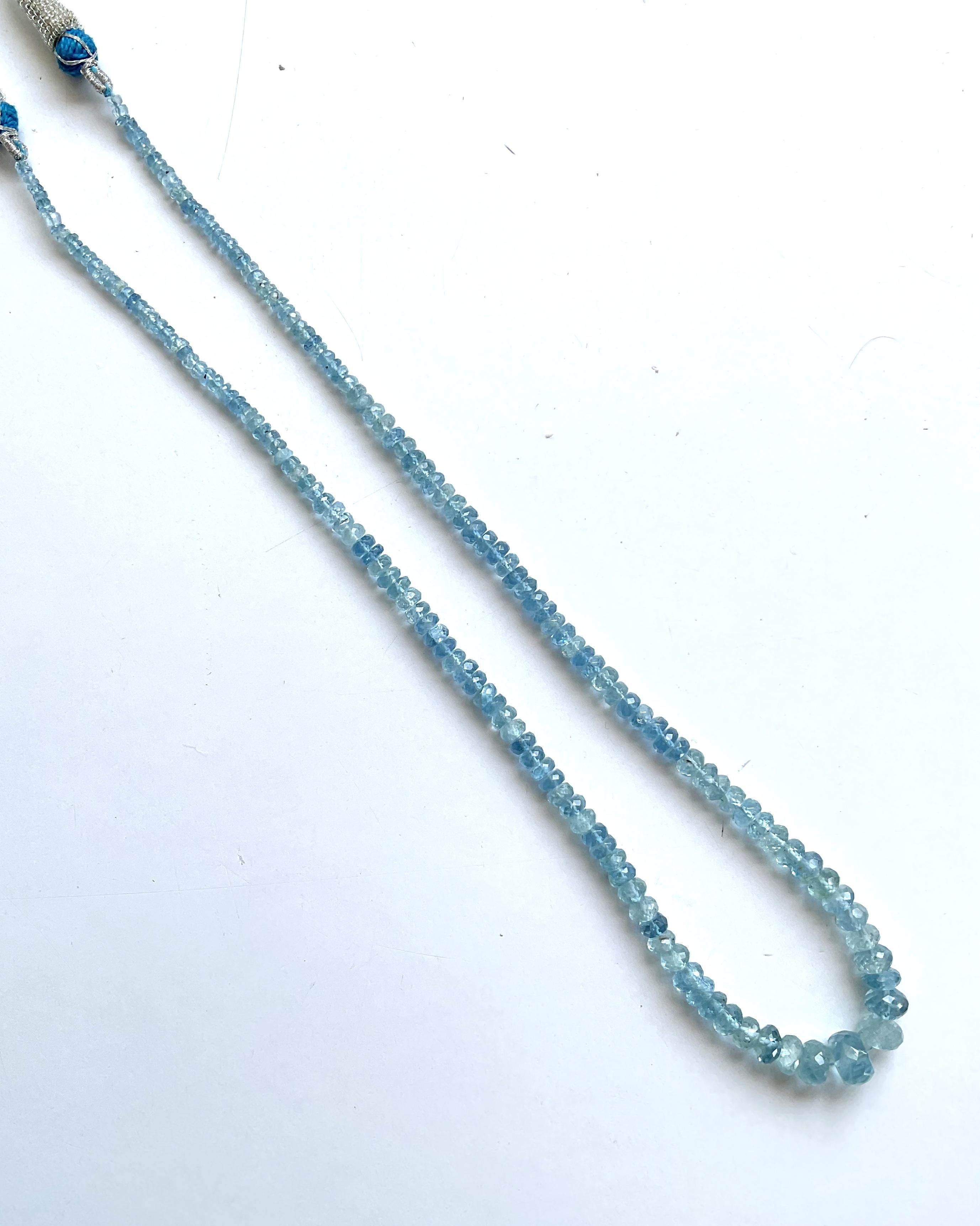 79,85 Karat Aquamarin Perlenkette 1 Strang Facettierte Perlen gute Qualität Edelstein im Angebot 1