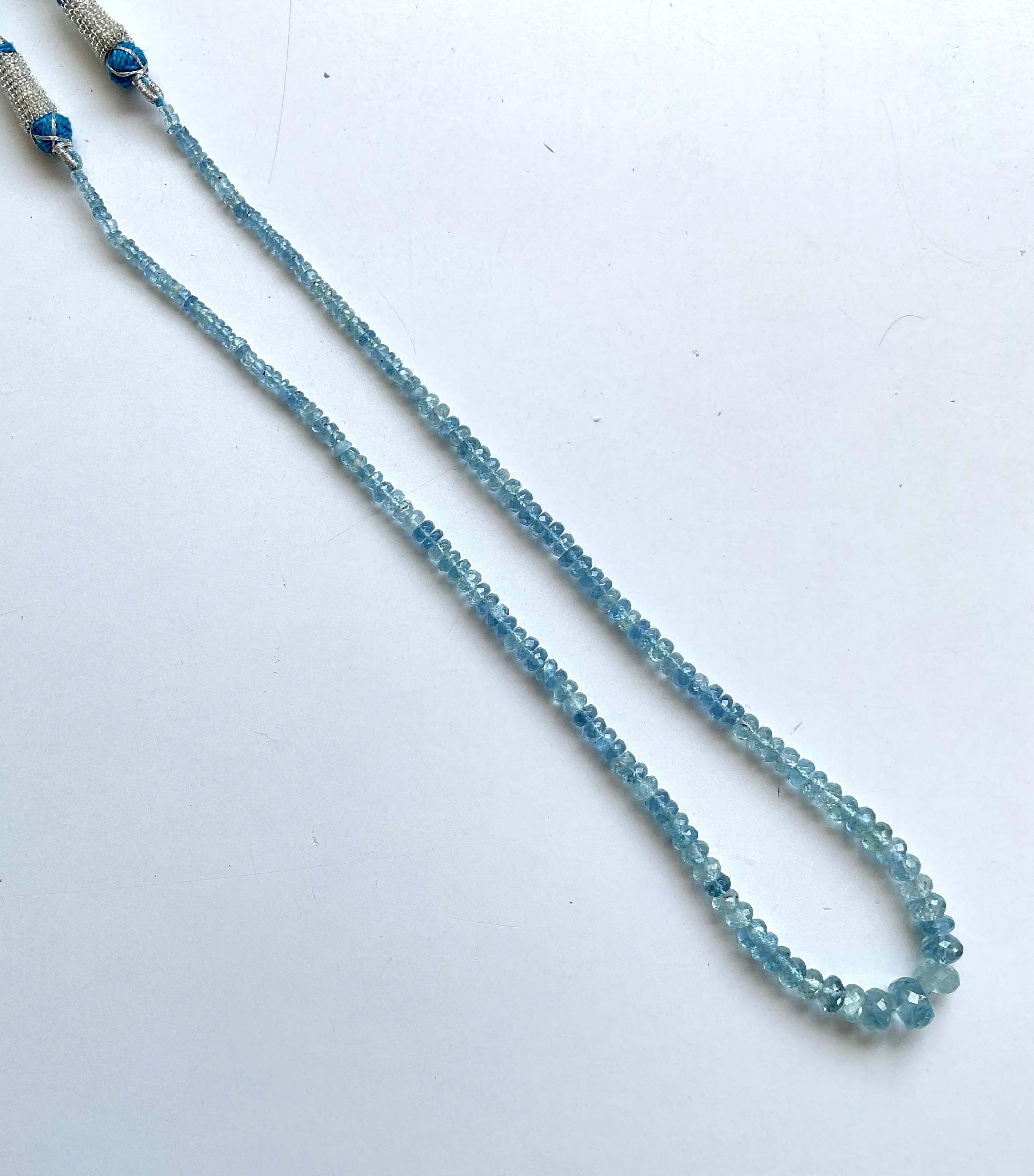 79.85 carats Aquamarine Beaded Necklace 1 Strand Faceted Beads good Quality Gem For Sale 2