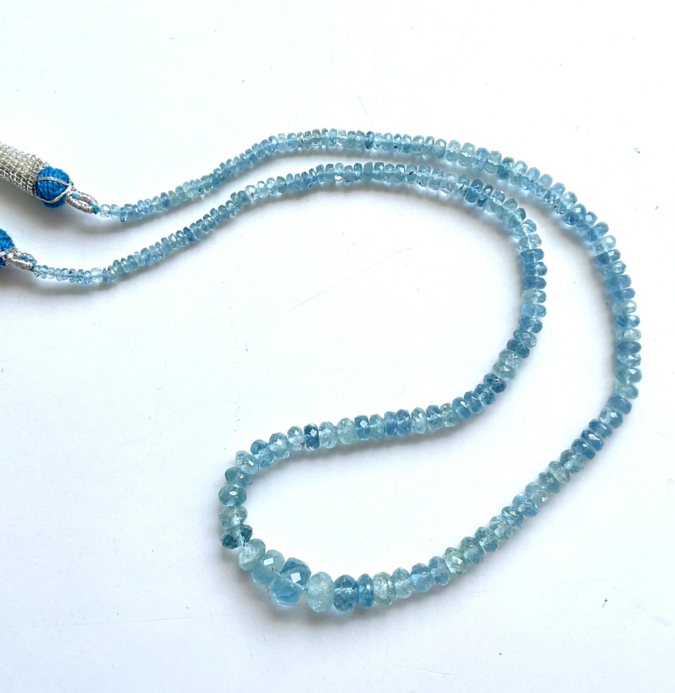 79.85 carats Aquamarine Beaded Necklace 1 Strand Faceted Beads good Quality Gem For Sale 4