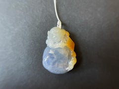 79.88 Ct Natural Myanmar Lavender Honey Yellow Icy Type Monkey Jadeite Pendant