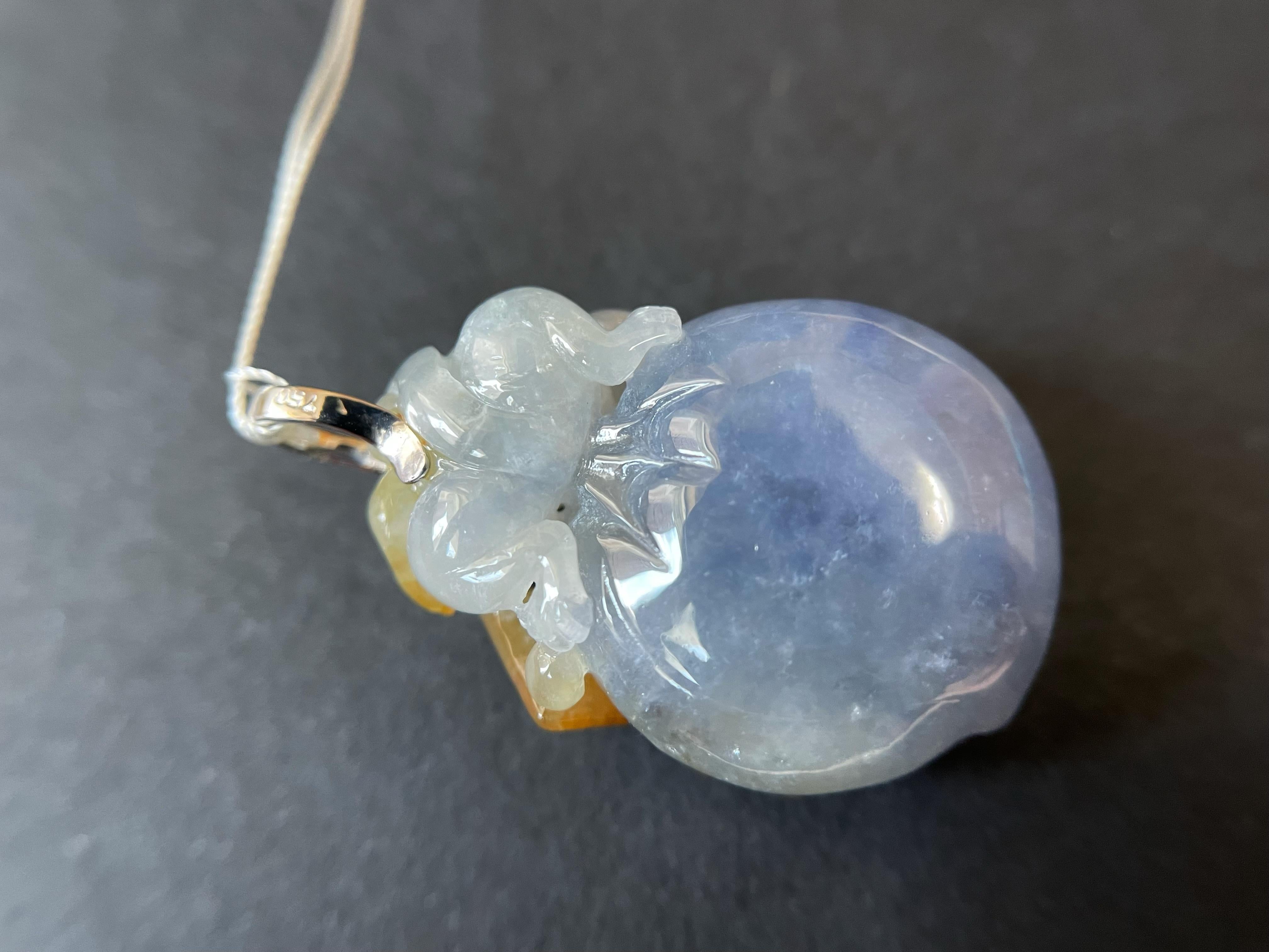 Arts and Crafts 79.88 Ct Natural Myanmar Lavender Honey Yellow Icy Type Monkey Jadeite Pendant For Sale