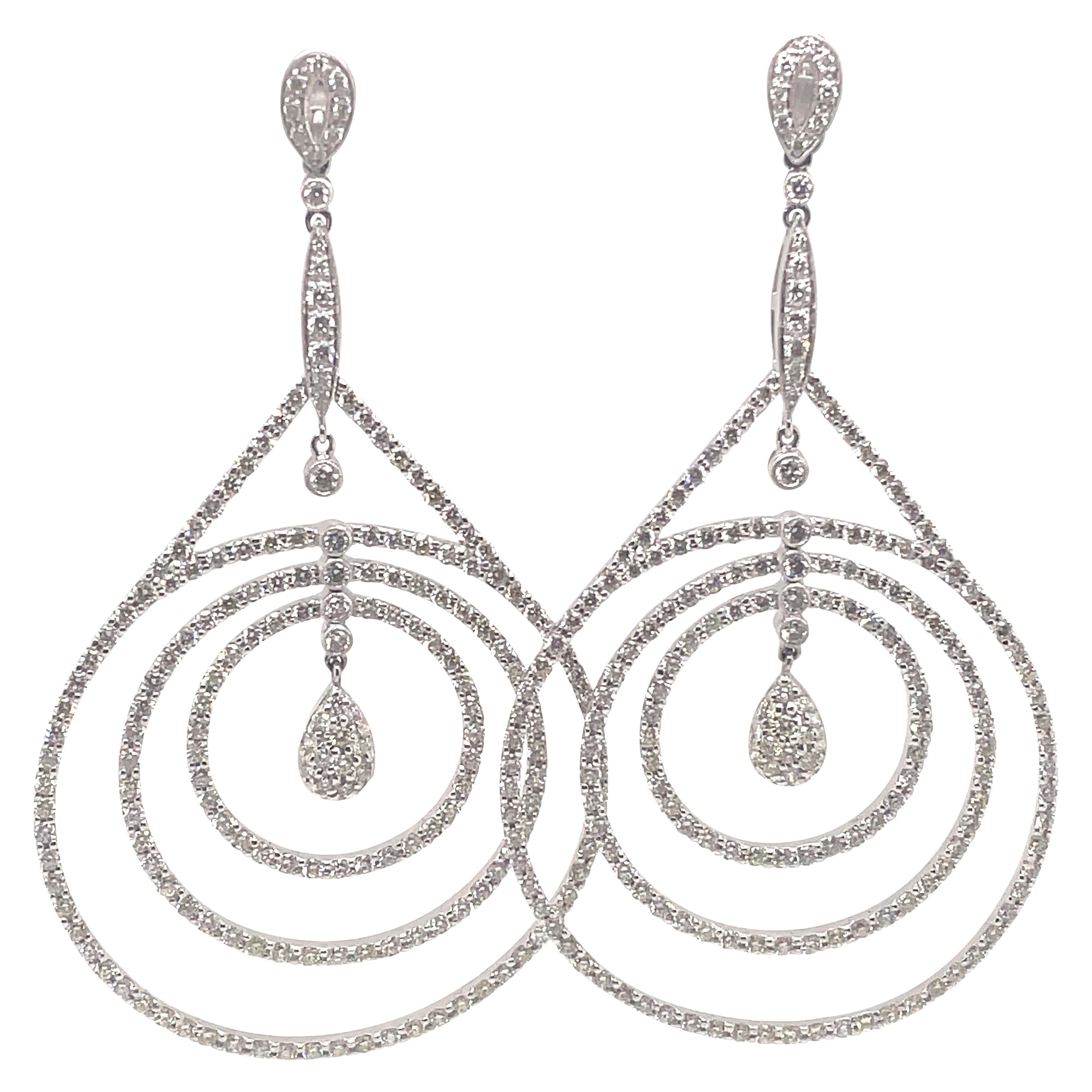 7.98ct Round Diamond Chandelier Earrings 18k White Gold