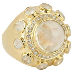 Anillo de oro de 14 quilates con diamante de piedra lunar de 7,99 quilates