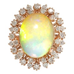 Natürlicher Opal-Diamantring aus 14 Karat Roségold 