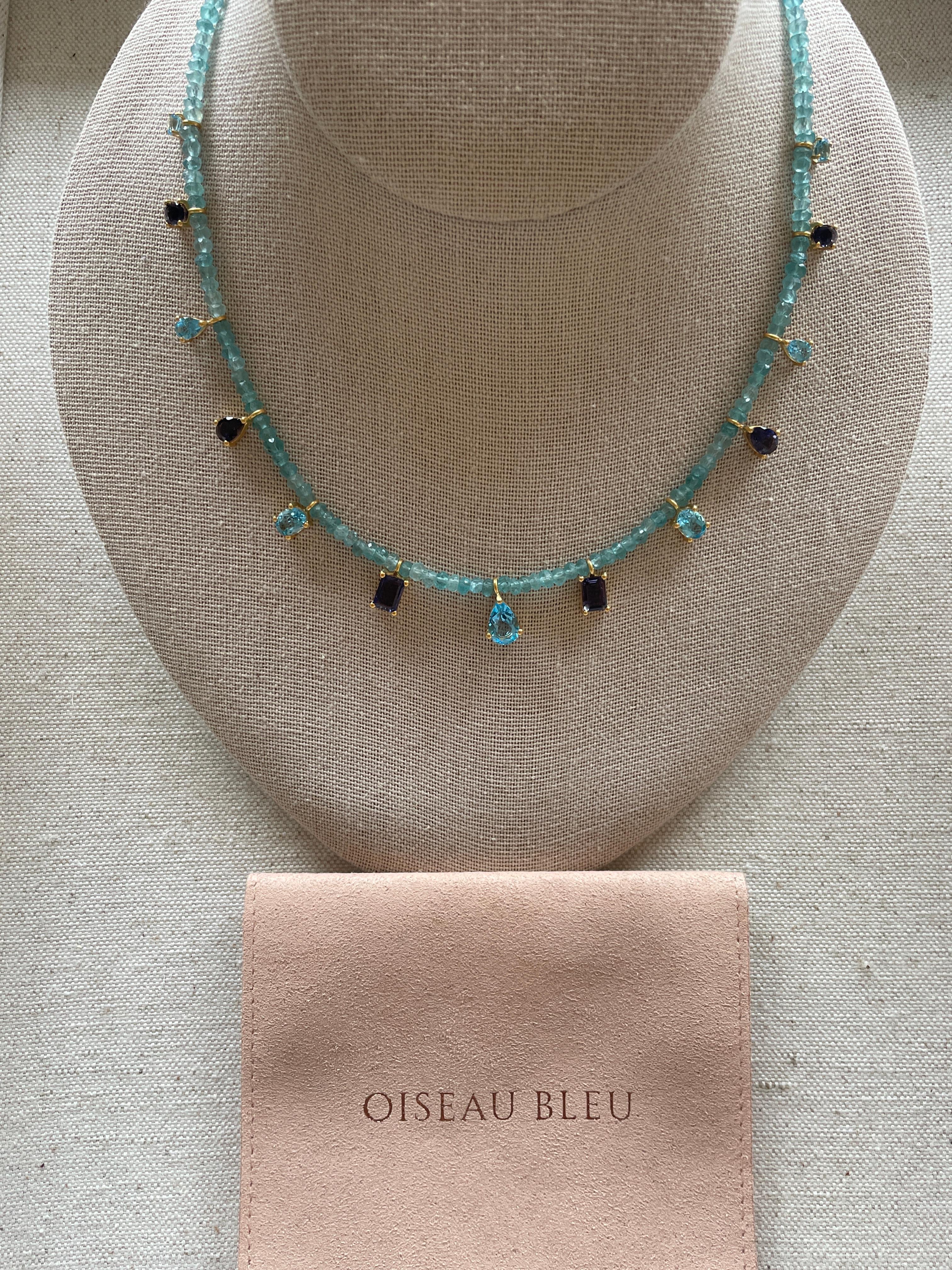7.99 Carat Swiss Blue Topaz & Iolite Gemstone Necklace  For Sale 2