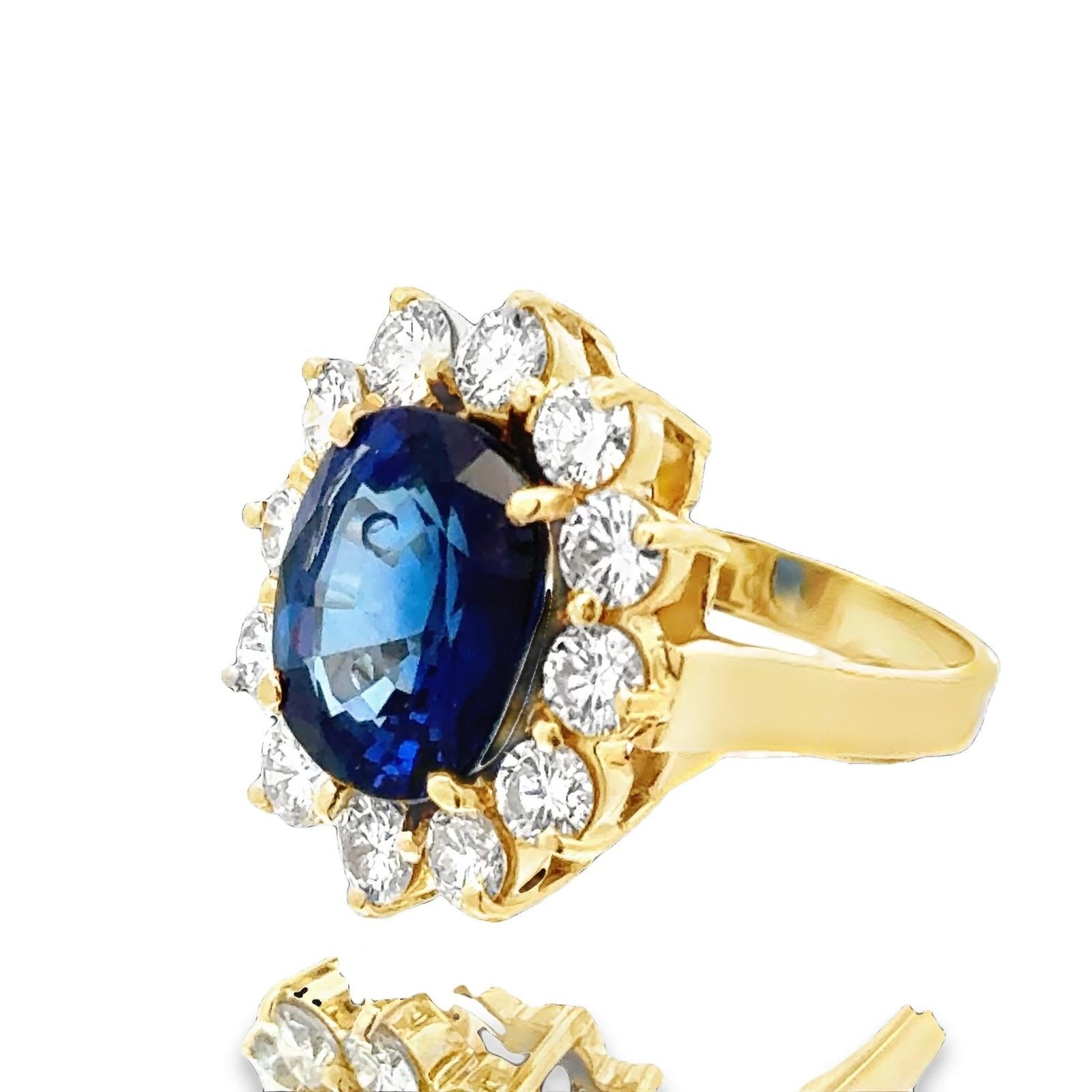7,99 CT Zaffiro Blu Diamante 'Principessa Diana' Stile 18KYG Anello certificato AGL in vendita 2