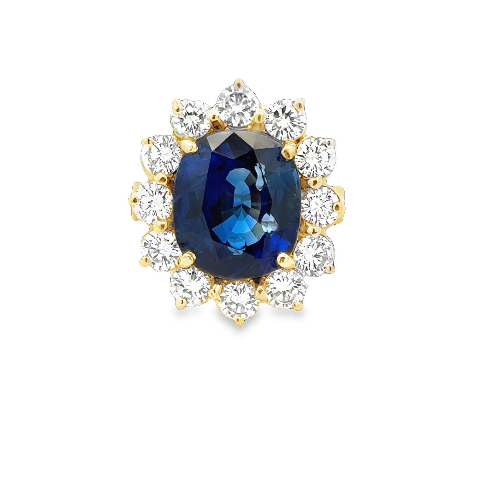 7,99 CT Zaffiro Blu Diamante 'Principessa Diana' Stile 18KYG Anello certificato AGL in vendita 3