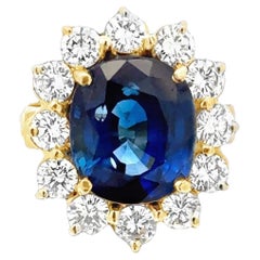 7,99 CT Zaffiro Blu Diamante 'Principessa Diana' Stile 18KYG Anello certificato AGL