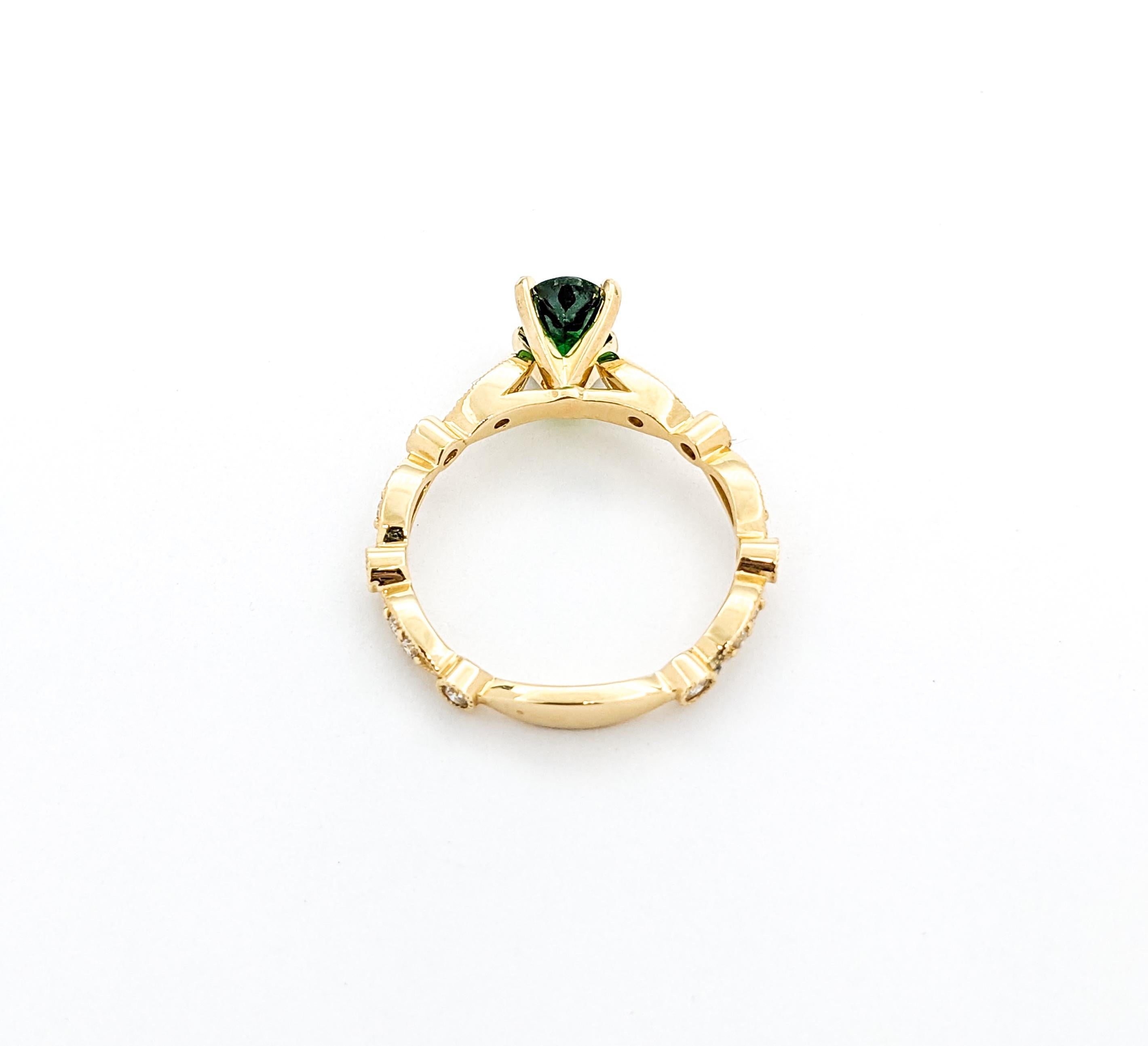 .79ct Tsavorit Granat & Diamant Ring in Gelbgold im Zustand „Hervorragend“ im Angebot in Bloomington, MN