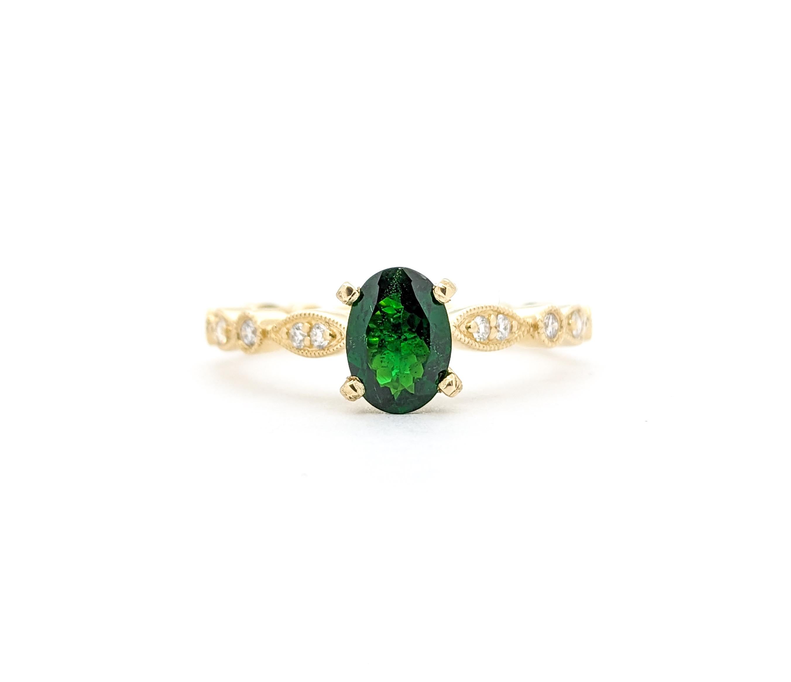 .79ct Tsavorit Granat & Diamant Ring in Gelbgold im Angebot 2