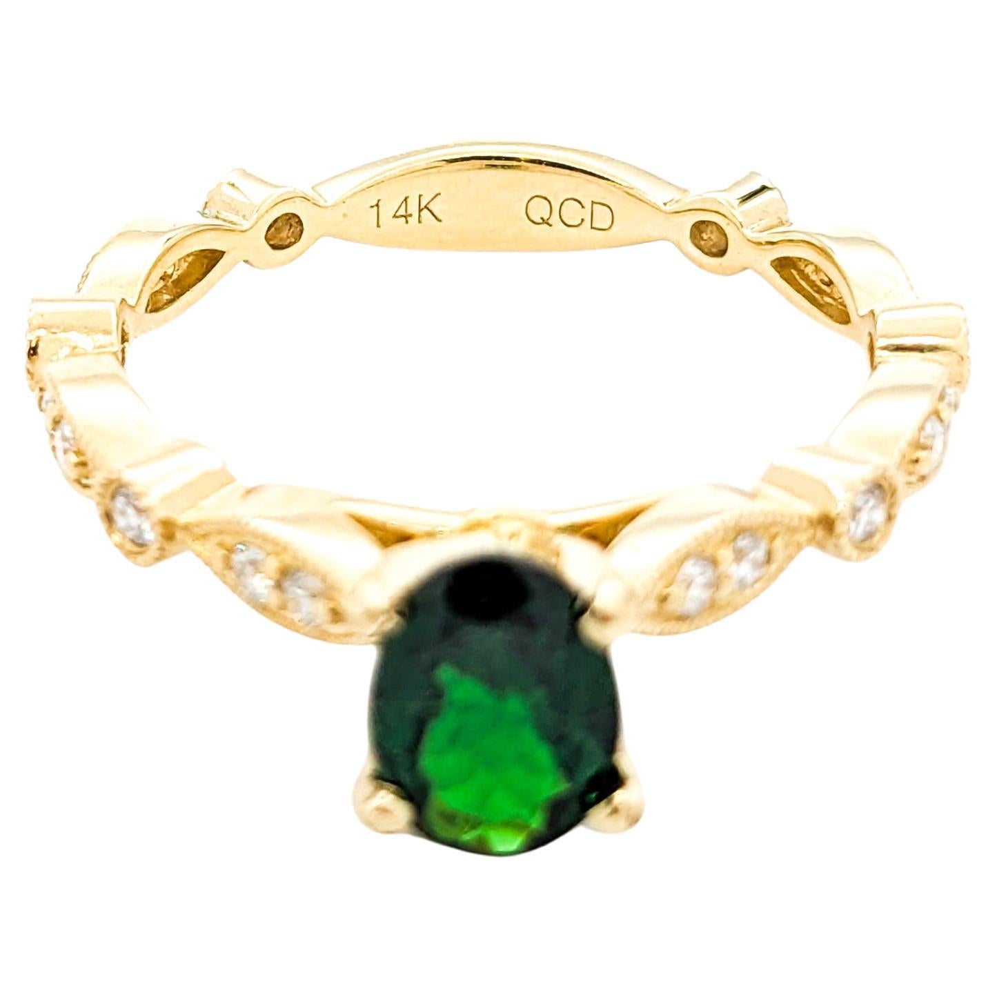 .79ct Tsavorit Granat & Diamant Ring in Gelbgold