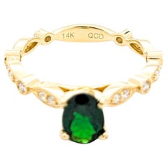 Bague en or jaune avec diamant et grenat tsavorite de 0,79ct