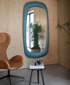 Modern Wall Mirror by Andrea Lucatello, Upholstered Fabric, Italy