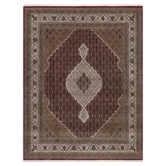 7
9 "x10
Currant Rot 100% Wolle Handgeknüpft Tabriz Mahi Orientteppich