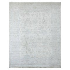 7'9"x10' Ivory Pure Wool Afghan Angora Oushak Hand Knotted Oriental Rug