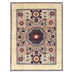 7'9 "x10' Elfenbein Wolle Hand Made 14. Jahrhundert Mamluken Dynasty Muster 200 KPSI Teppich