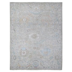 Alfombra Oriental Angora Oushak Afgana Trama de Lana Gris Pastel 7'9 "x10