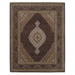 7'9"x10' Rich Black Tabriz Mahi 175 KPSI Wool Hand Knotted Rug