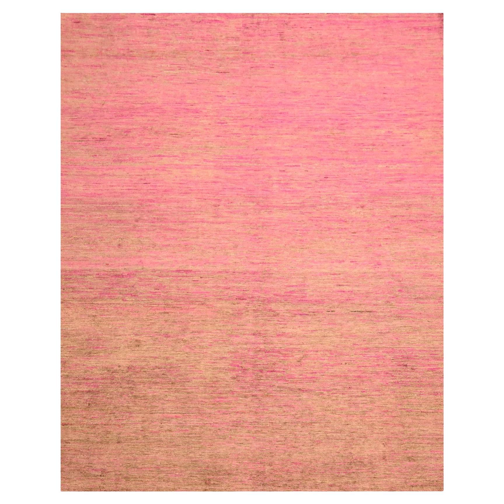 7'9 "x10' Rose Sari Silk Modern Design Design/One Tapis à poils souples noué à la main