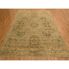 7'9"x10'1" Broan Arts and Crafts Design Undyed Natural Wool Hand Knotted Rug