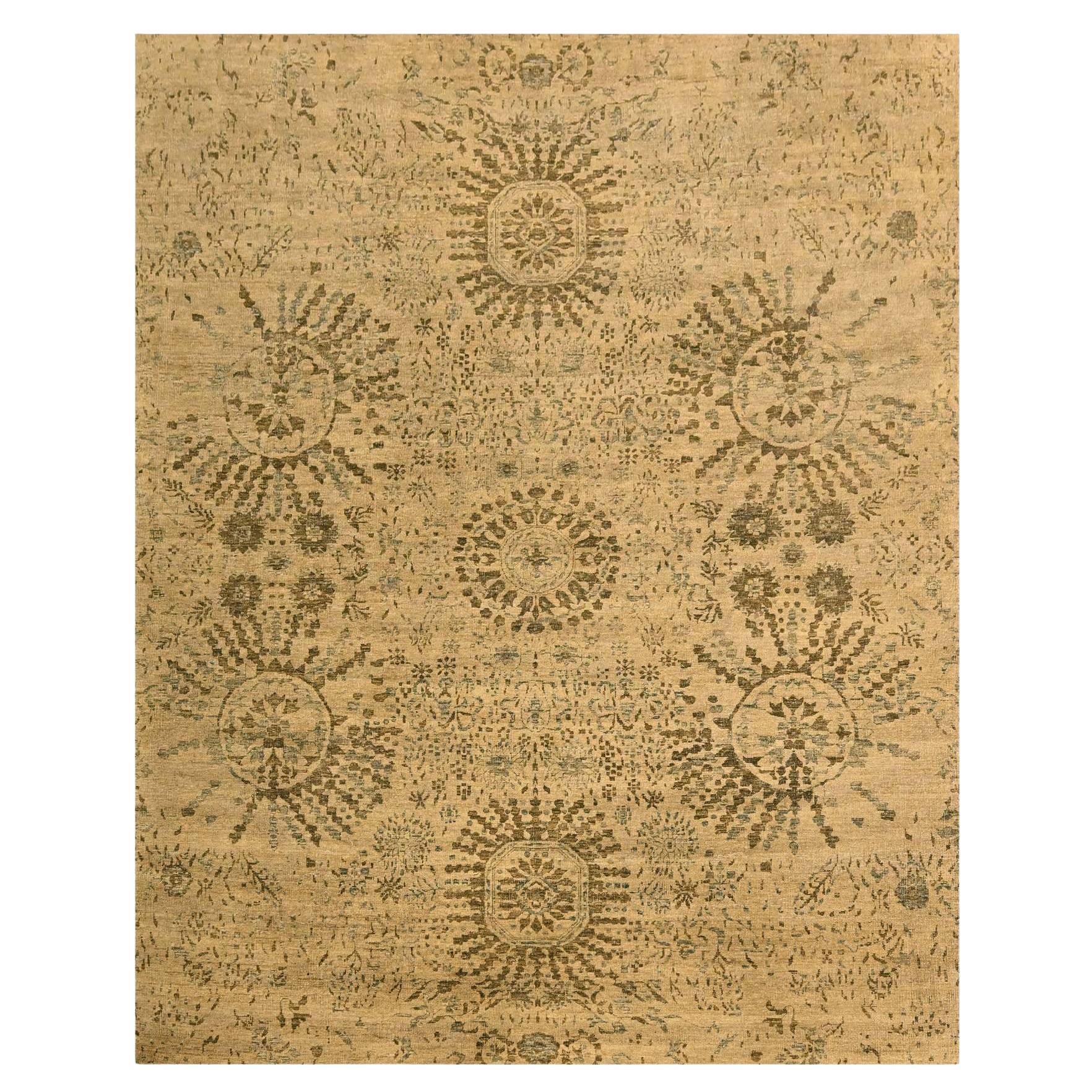 7
9 "x10
1" Broan Alfombra anudada a mano de lana natural sin teñir de diseño Arts and Crafts en venta